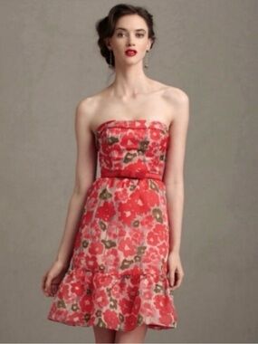 Anthropologie hitherto silk strapless dress size 4